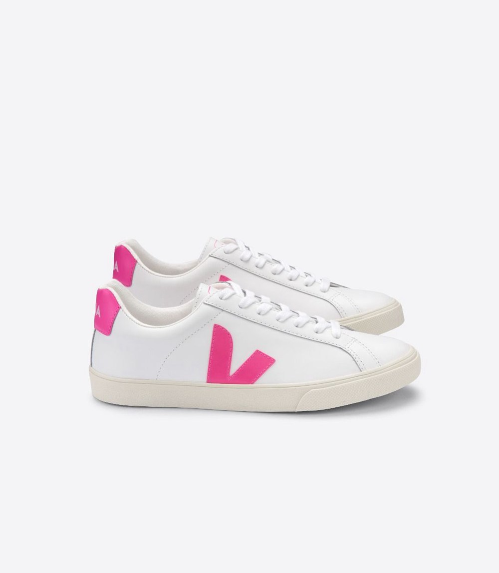 Veja Sneakers Dam - Esplar Läder - Vita/Rosa - 409235-SGD